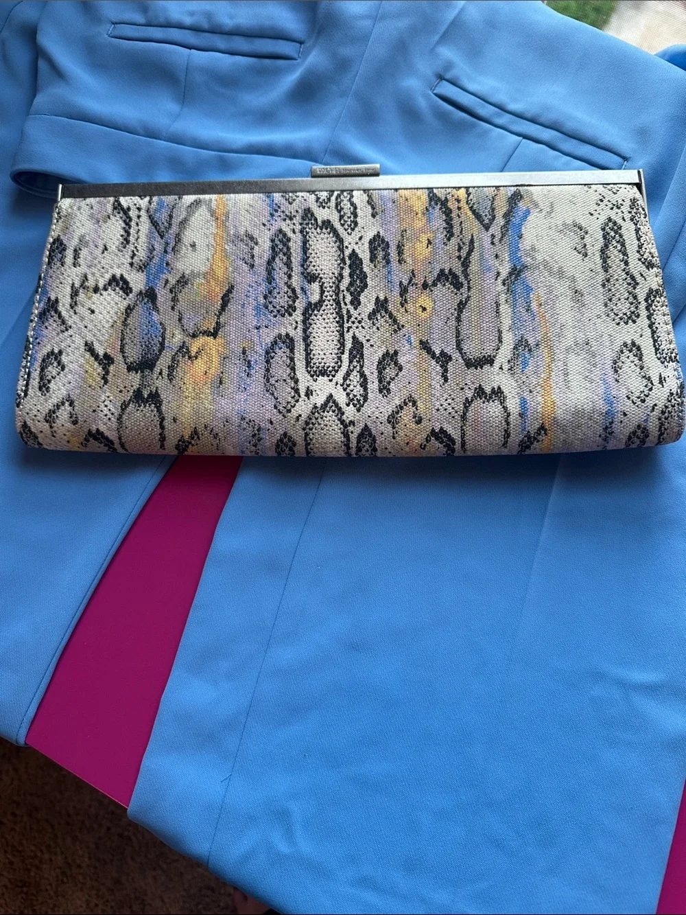 RACHEL Rachel Roy Multicolor Snake-Print Clutch